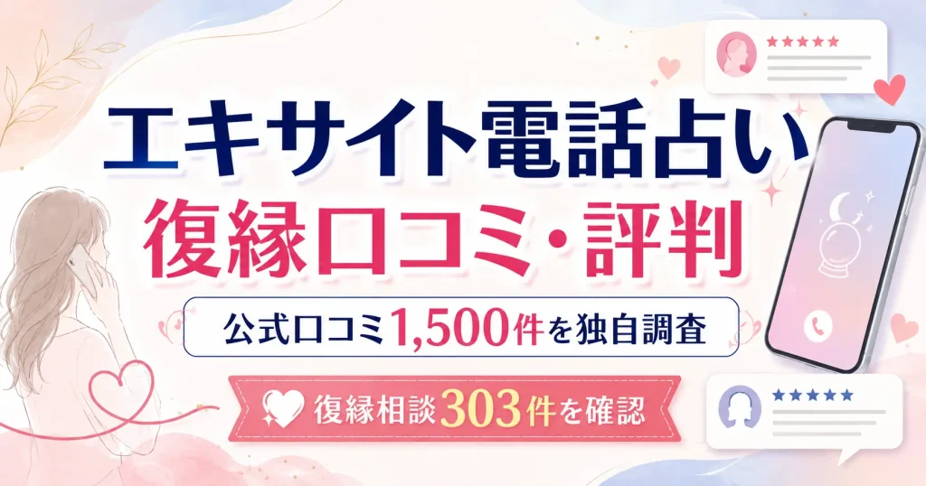 エキサイト電話占いの復縁口コミ・評判を公式口コミ1,500件から調査した記事のアイキャッチ