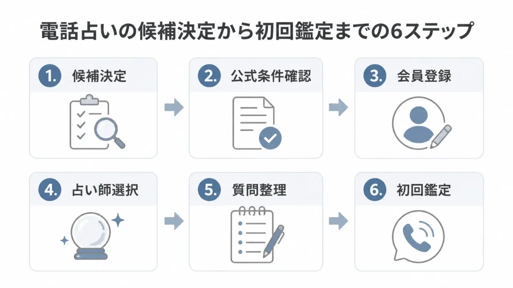 電話占いの候補決定から初回鑑定までの6ステップ
